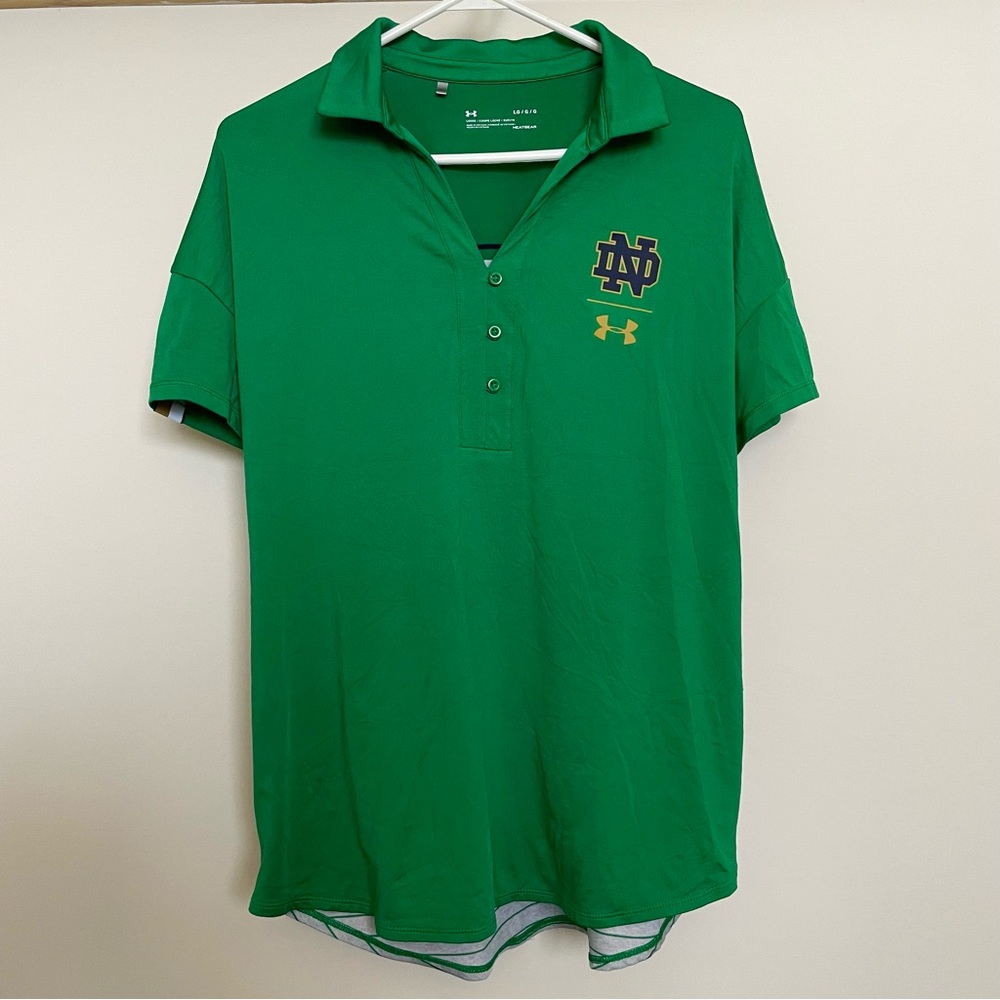 University of Notre Dame | Green Women’s Polo Shirt, Size L, Under Armour